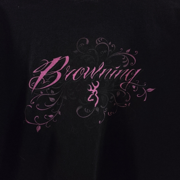 Browning 2XL long sleeve black t-shirt with pink design - Picture 3 of 4